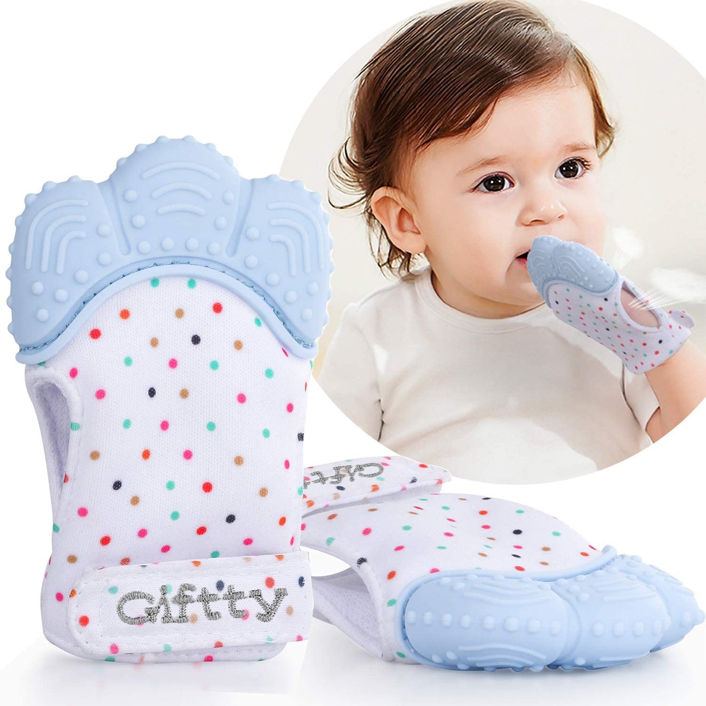 Baby Silicone Mitts Teething Mitten Glove Sound Teether Newborn Chewable Nursing Mittens Teether Natural stop Sucking Thumb Toy