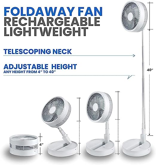 2 In 1 Foldable Telescopic Fan Portable Fan USB Mini Folding Telescopic Low Noise Household Table Desk Fan, Floor Standing Fan,3 Speeds Adjustable