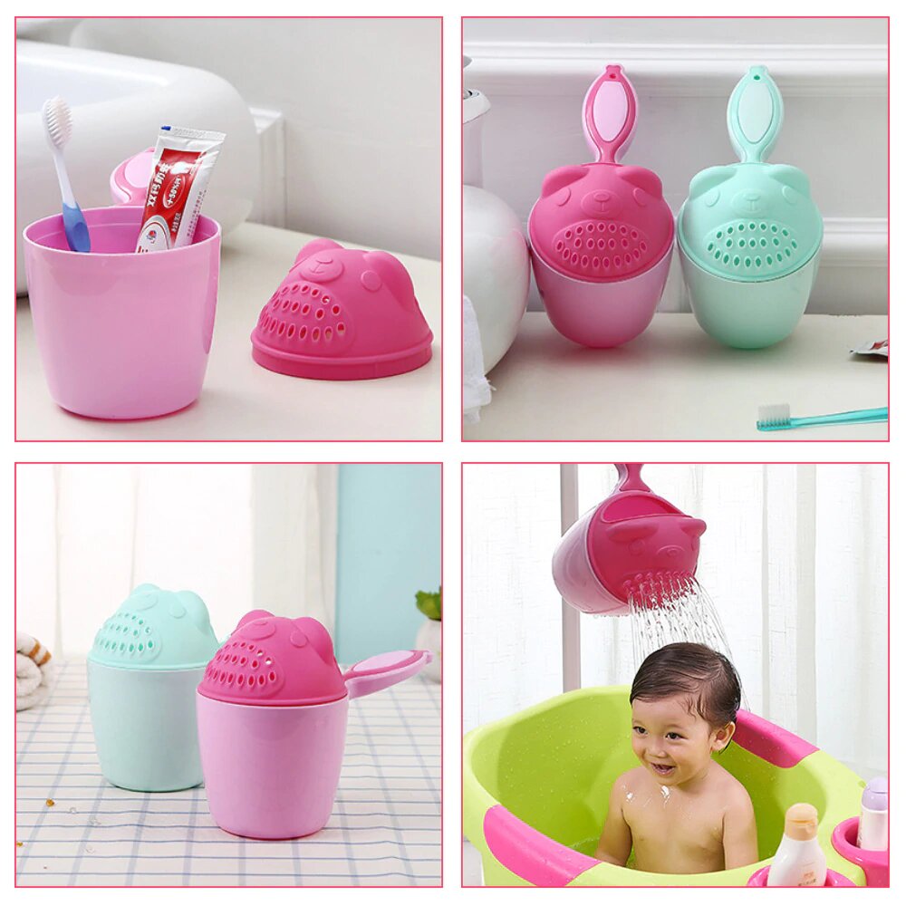 Kids Baby bath shower Mug Cartoon Baby Bath Mug,Baby Shampoo Cup Shower Spoons Wash Hair Bathing Flusher Cup Protection Eye Rinse Cup