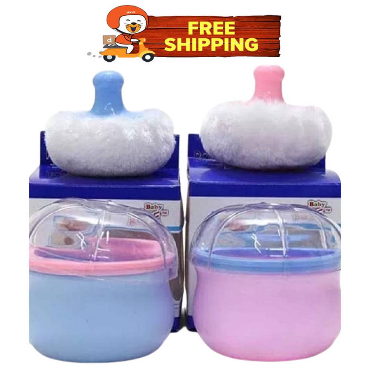Baby Powder Puff - body and face powder box empty powder case powder puff container holder for home and travel cosmetic container
