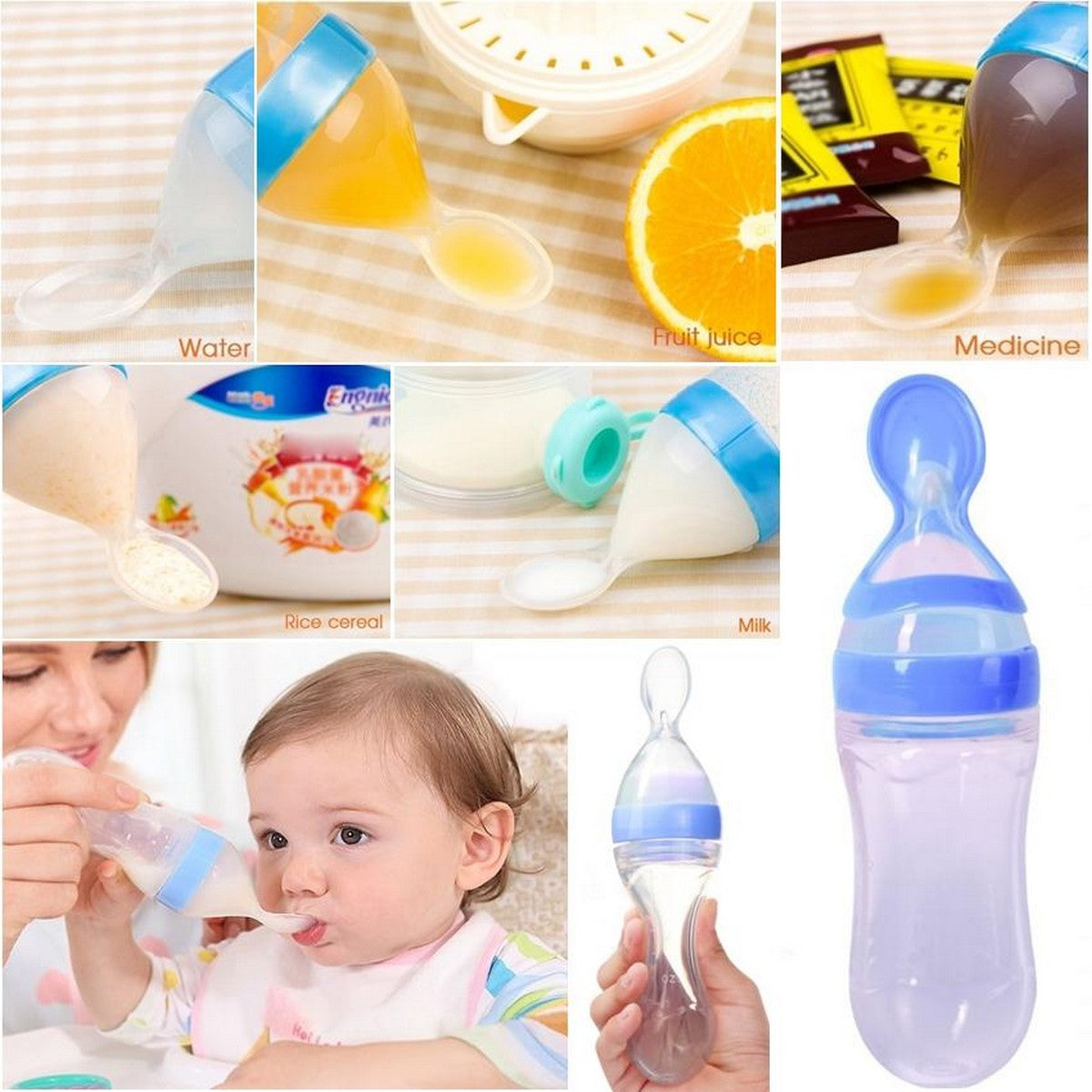 Baby Spoon Bottle Feeder Dropper Silicone Spoons for Feeding