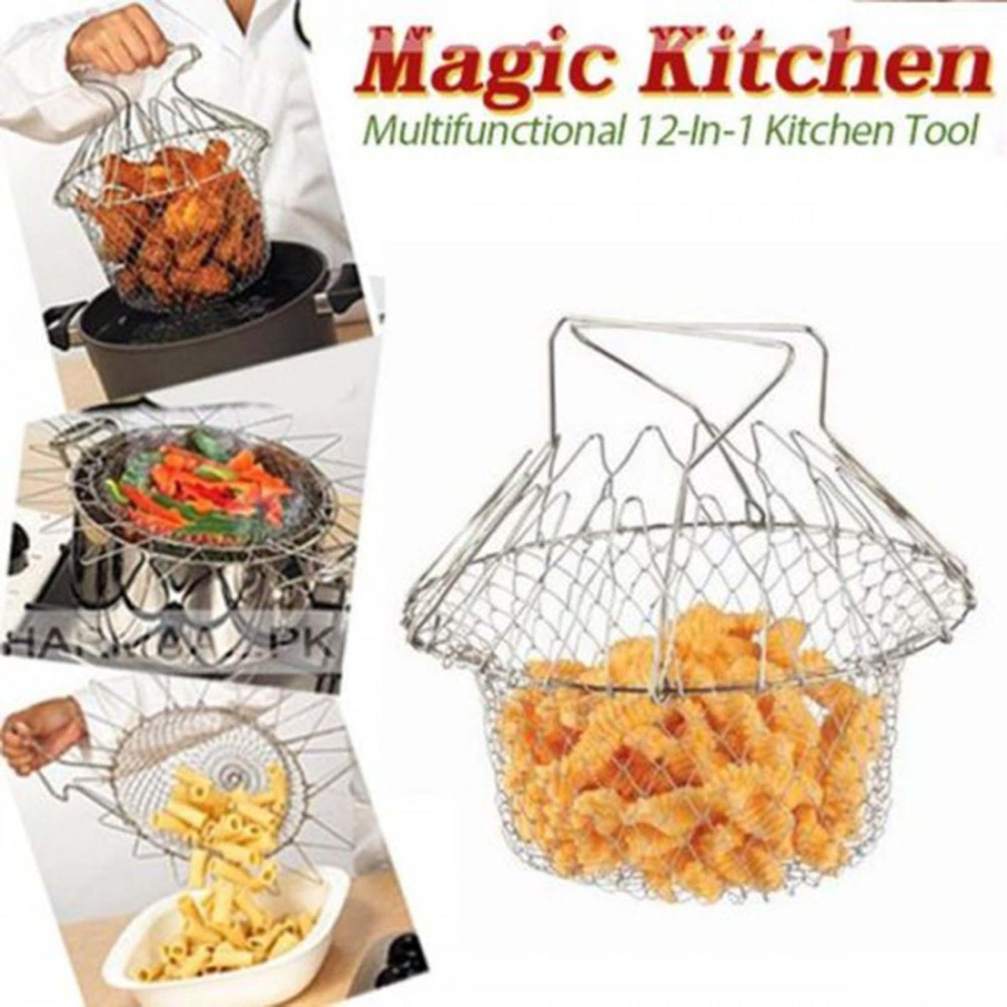 12 In 1 Foldable Stainless Steel Fry Chef Basket