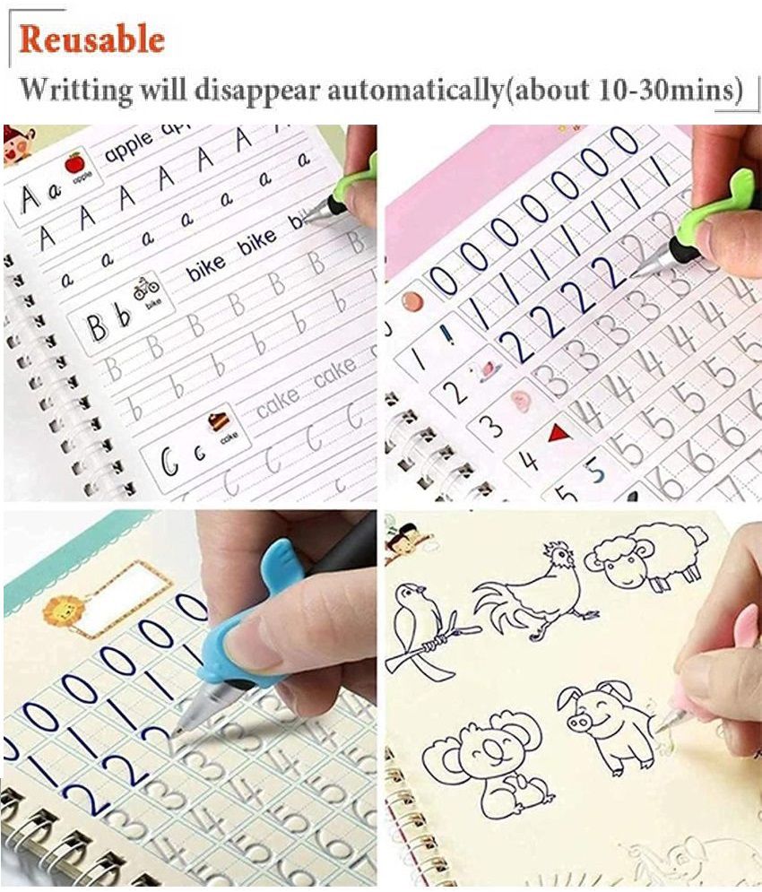 3D reusable kids notebook for calligraphy numbers