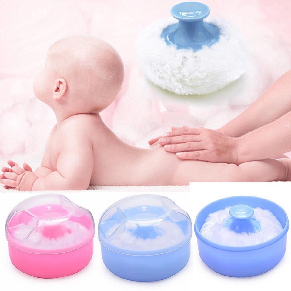 Baby Powder Puff - body and face powder box empty powder case powder puff container holder for home and travel cosmetic container