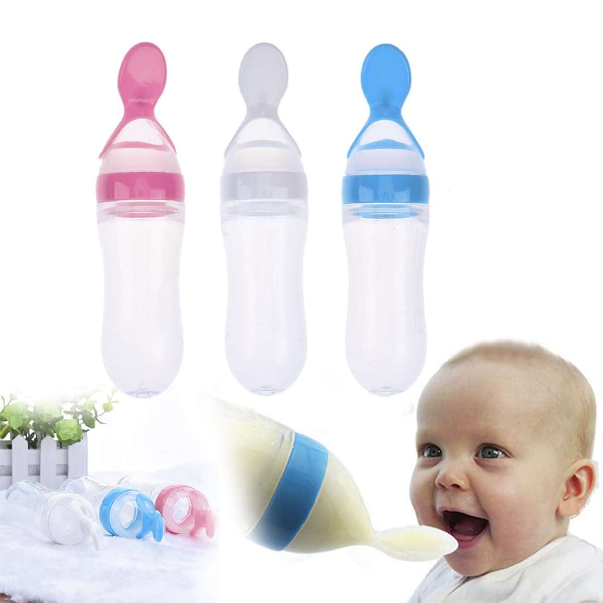 Baby Spoon Bottle Feeder Dropper Silicone Spoons for Feeding
