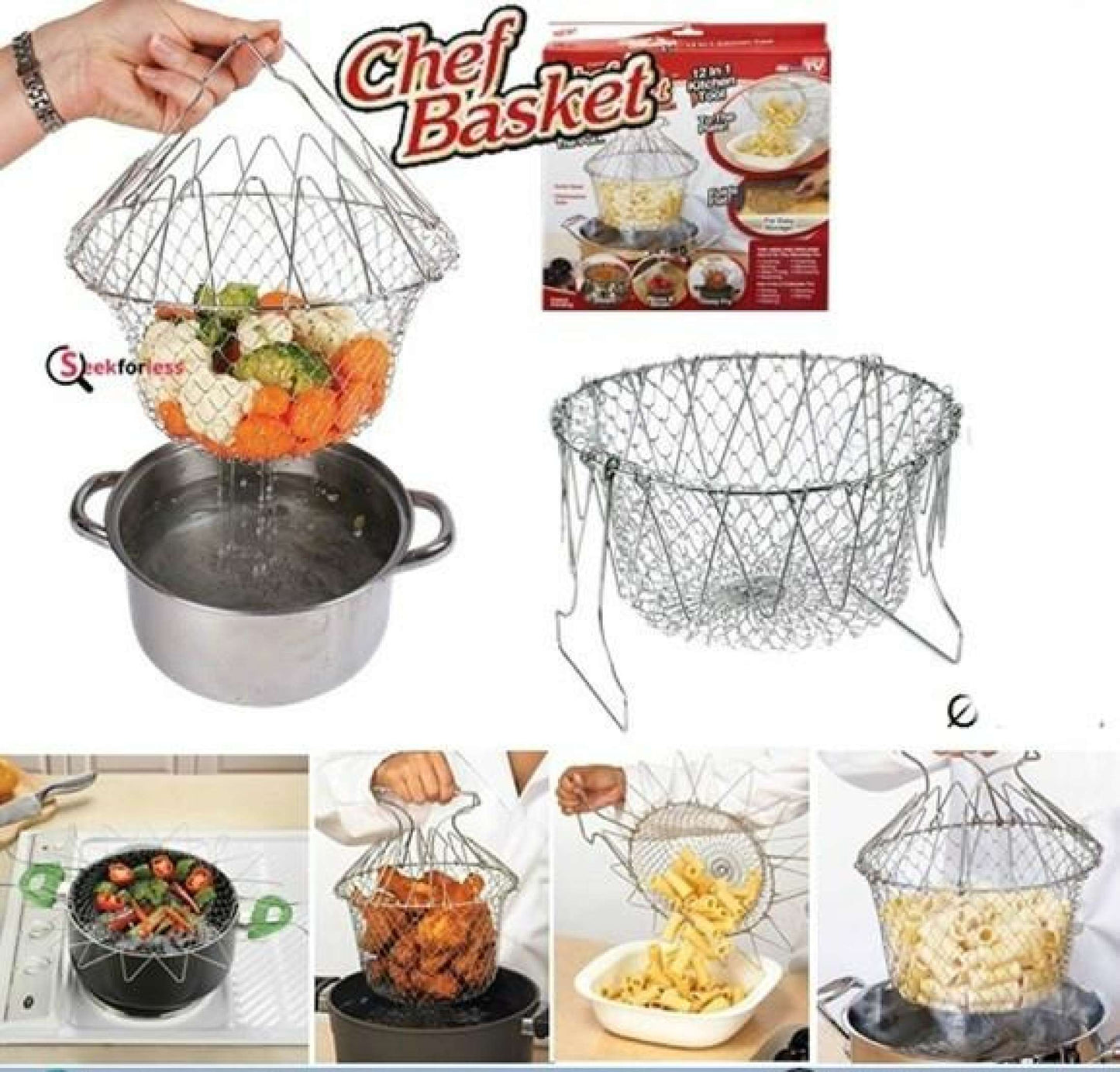 12 In 1 Foldable Stainless Steel Fry Chef Basket