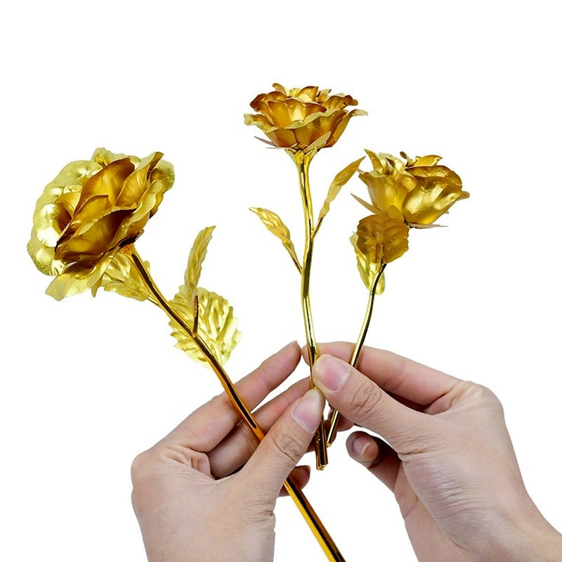 24K Gold Plated Golden Rose Flower Present For Lover Friend Gift