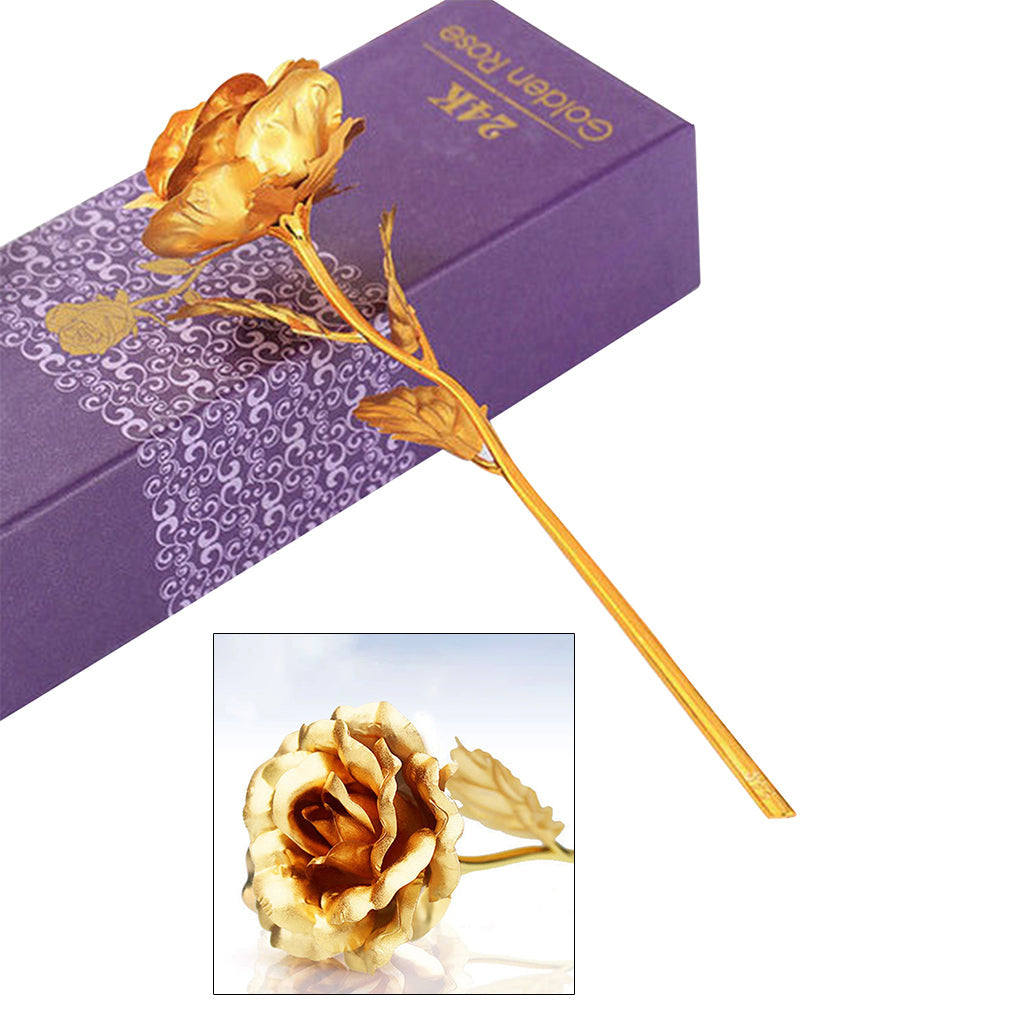 24K Gold Plated Golden Rose Flower Present For Lover Friend Gift