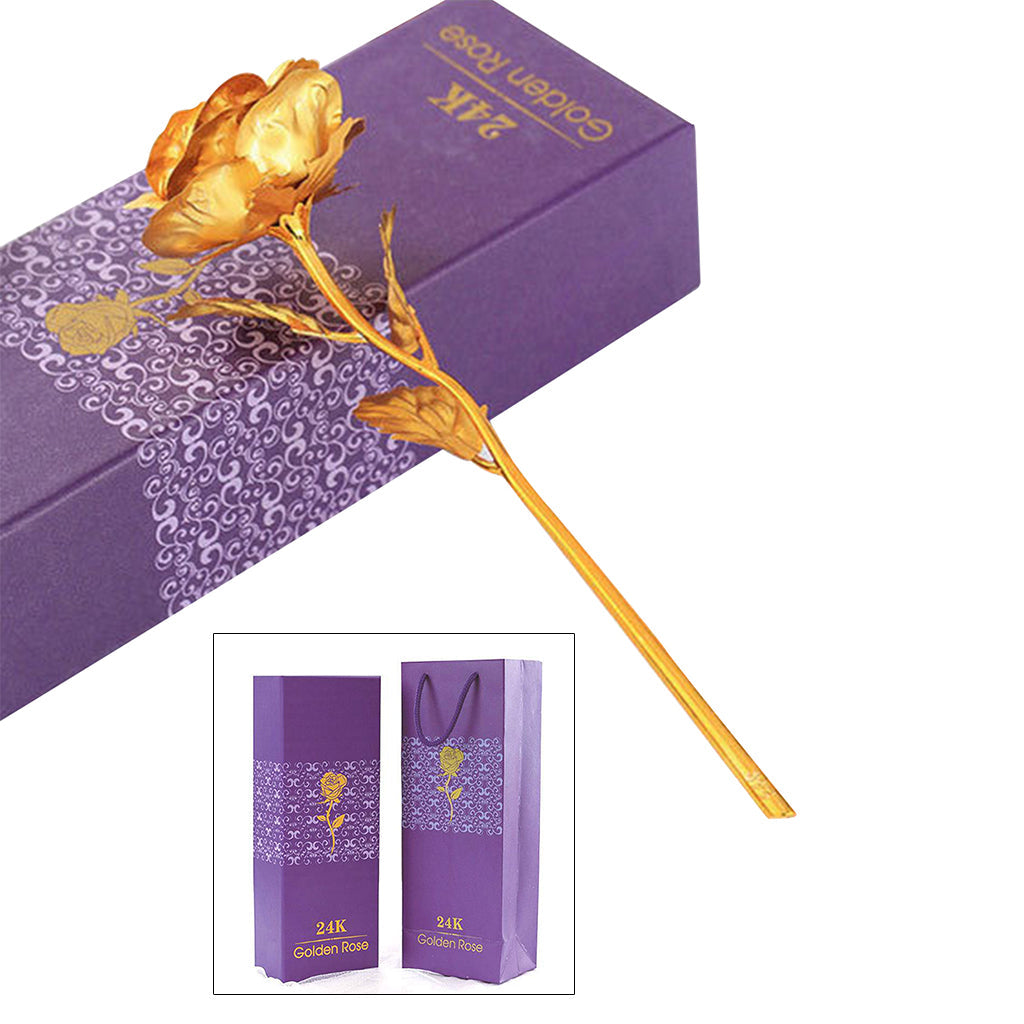 24K Gold Plated Golden Rose Flower Present For Lover Friend Gift