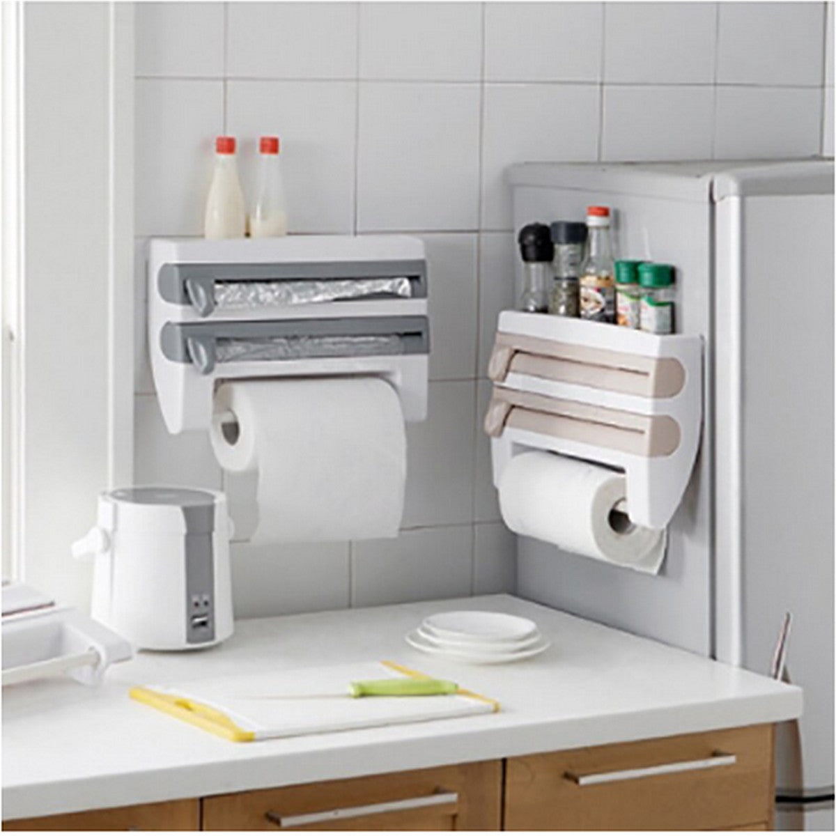 3-in-1 Cling Film,Foil Dispenser and Paper Towel Holder